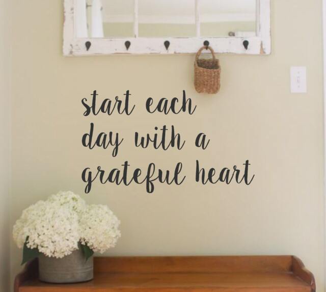 start Each Day With A Grateful Heart-Vinyl Wall Decal - Inspirational Quotes - Family Home Decor - Vinyl Lettering - image 1