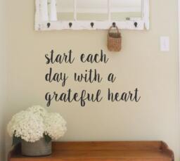 start Each Day With A Grateful Heart-Vinyl Wall Decal - Inspirational Quotes - Family Home Decor - Vinyl Lettering - thumbnail 1