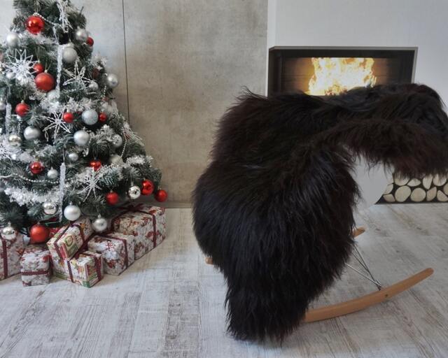 "Giant Sheepskin Icelandic Black Throw Genuine Leather Sheep Skin 50 ""x 30" - image 1
