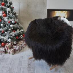 "Giant Sheepskin Icelandic Black Throw Genuine Leather Sheep Skin 50 ""x 30" - thumbnail 3