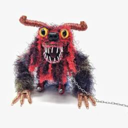 Multicolored Spikey Beast - Bendable Copper Wire Creature Fun, Unique, Fully Poseable Hand-Made Out Of Recycled & Repurposed Materials - thumbnail 2