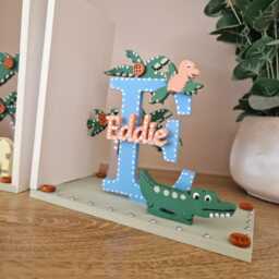 Personalized Safari Animal Bookends Hand Painted Nursery Decor - thumbnail 3