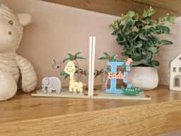 Personalized Safari Animal Bookends Hand Painted Nursery Decor - thumbnail 1