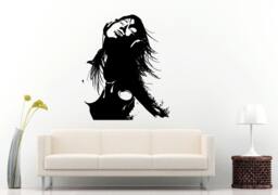 Girl Chick Female Model Dj Music Headphones Anime Wall Decal Vinyl Sticker Mural Room Decor L1193 - thumbnail 1
