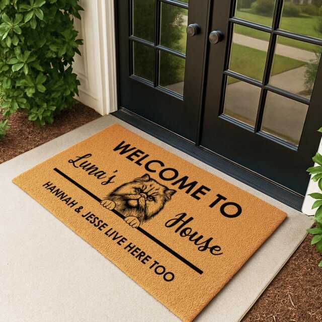 Cat Lover Gift Doormat - Personalized Welcome Mat - image 1
