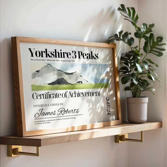 Yorkshire Three Peaks Certificate - 3 Dales Pen Y Ghent, Ingleborough, Whernside - image 1