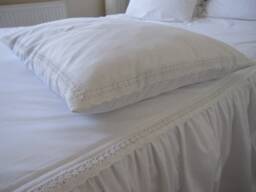 Cotton Lace Euro Pillow Sham, Shabby Chic Bedding, Ecru Ivory White - thumbnail 1