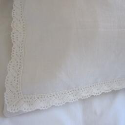 Cotton Lace Euro Pillow Sham, Shabby Chic Bedding, Ecru Ivory White - thumbnail 2