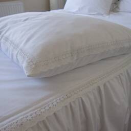 Cotton Lace Euro Pillow Sham, Shabby Chic Bedding, Ecru Ivory White - thumbnail 3