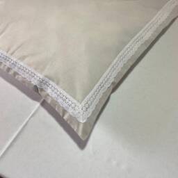 Cotton Lace Euro Pillow Sham, Shabby Chic Bedding, Ecru Ivory White - thumbnail 4