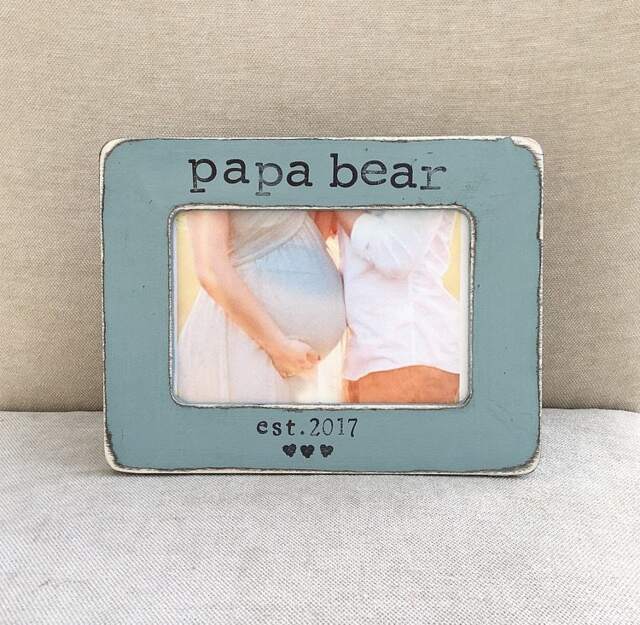 Papa Gift, First Time Dad Bear, Personalized Picture Frame, Pregnancy Announcement - image 1