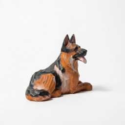 Rustic Hand-Carved Wooden German Shepherd Figurine - Dog Statue Home Decor Pet Memorial Keepsake Unique Gift For Lovers - thumbnail 3