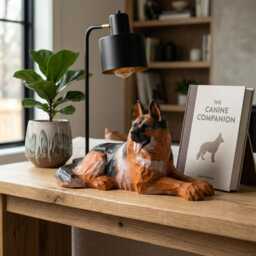 Rustic Hand-Carved Wooden German Shepherd Figurine - Dog Statue Home Decor Pet Memorial Keepsake Unique Gift For Lovers - thumbnail 4