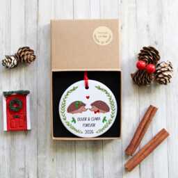 Personalised Hedgehogs Couple Christmas Ornament - Gift For Couples Tree Decoration - thumbnail 3