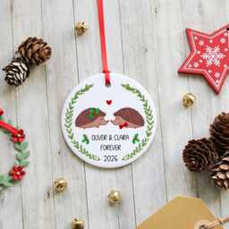Personalised Hedgehogs Couple Christmas Ornament - Gift For Couples Tree Decoration - thumbnail 2