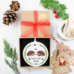 Personalised Hedgehogs Couple Christmas Ornament - Gift For Couples Tree Decoration - thumbnail 4