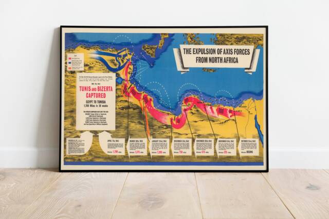 Ww2 North Africa Map Print Tunis & Bizerta, Vintage Military Wall Art - image 1