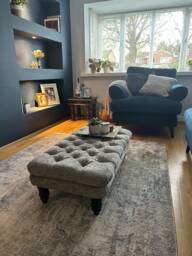 100 cm X 54 Ibiza Chesterfield Deep Buttoned Luxurious Footstool/Ottoman Coffee Table in Crushed Silver. UK Delivery Only