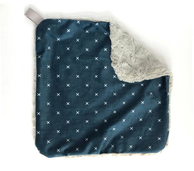 Slate X Cuddle Blanket, Minky Blankie, Lovey, Baby Blue Crib New Gift, Modern Nursery - image 1