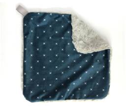 Slate X Cuddle Blanket, Minky Blankie, Lovey, Baby Blue Crib New Gift, Modern Nursery - thumbnail 1