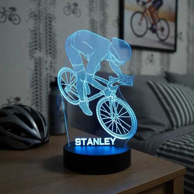 Personalised Racing Bike Led Night Light Engraved Biker Gift - image 1