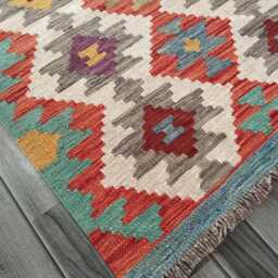 Kilim Runner Multicolour, Handmade Artisan Afghan Turkish Persian Qashqai Navajo Bohemian Natural Wool Flatweave Rug 197x77 cm - thumbnail 4