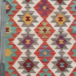 Kilim Runner Multicolour, Handmade Artisan Afghan Turkish Persian Qashqai Navajo Bohemian Natural Wool Flatweave Rug 197x77 cm - thumbnail 2