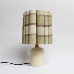 Handmade Khaki Checkered Table Lamp With Ceramic Base For Home Decor-88#
