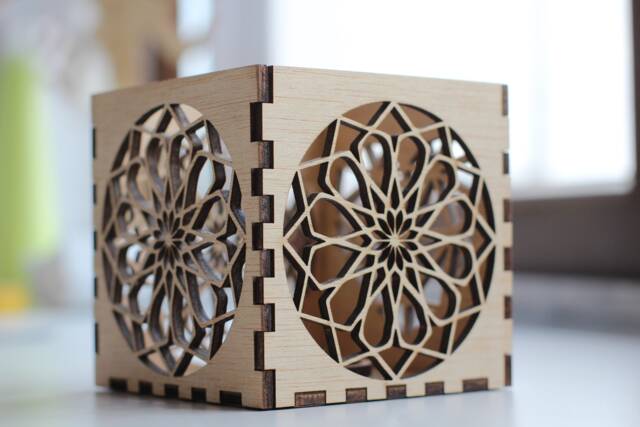 Rosette - Rose Window Wooden Tea Light Holder/Lantern - image 1