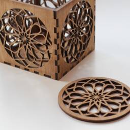 Rosette - Rose Window Wooden Tea Light Holder/Lantern - thumbnail 4