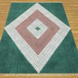 Handmade Block Printed Cotton Rug Blue & Yellow Flatweave - thumbnail 4