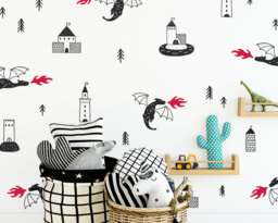 Dragon Decals - Nursery Wall Decals, Art, Kids Room Decor, Tree Stickers For And - thumbnail 1