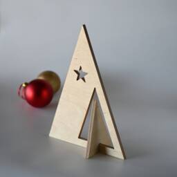 Handmade Wooden Christmas Gift Miniature Xmas Tree Wood Trees Table Decor Contemporary 3D Nordic Hygge Secret Santa - thumbnail 2