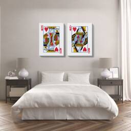 King & Queen Of Hearts Canvas Print Set, His & Hers Wall Art - thumbnail 2