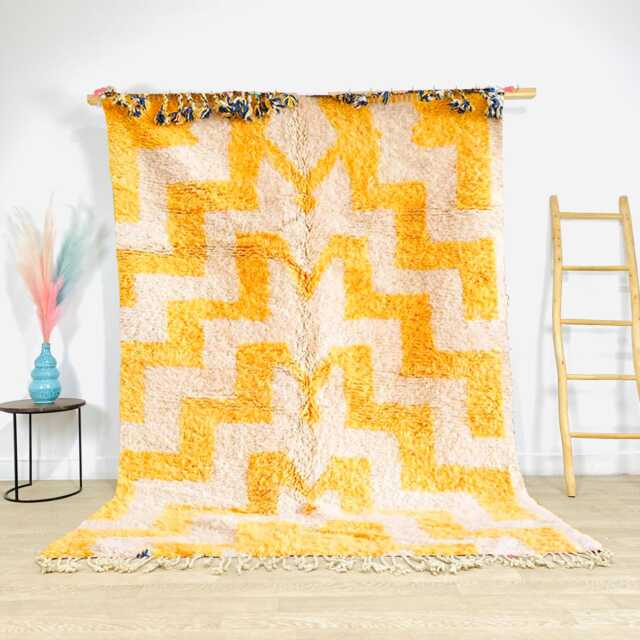 Yellow Moroccan Rug - Handmade Berber Shag Carpet, Custom Geometric Area Rug, Modern Floor Decor - image 1