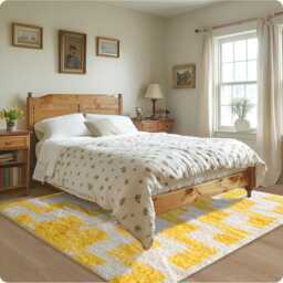 Yellow Moroccan Rug - Handmade Berber Shag Carpet, Custom Geometric Area Rug, Modern Floor Decor - thumbnail 2