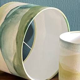 Handmade Velvet Lampshade Watercolour Landscape Design, Table Or Pendant Fitting - thumbnail 3