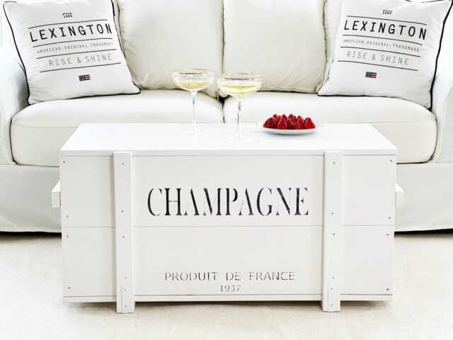 Coffee Table Chest Wooden Box Vintage Shabby White - image 1
