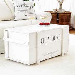 Coffee Table Chest Wooden Box Vintage Shabby White - thumbnail 2
