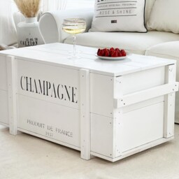 Coffee Table Chest Wooden Box Vintage Shabby White - thumbnail 3