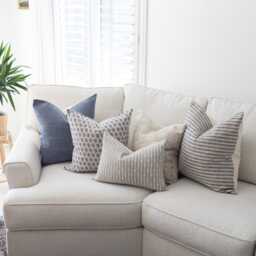 Blue Sofa Pillow Set, & Cream Covers, Combination Sets in Blue, Throw Combo With -- Sandy - thumbnail 2