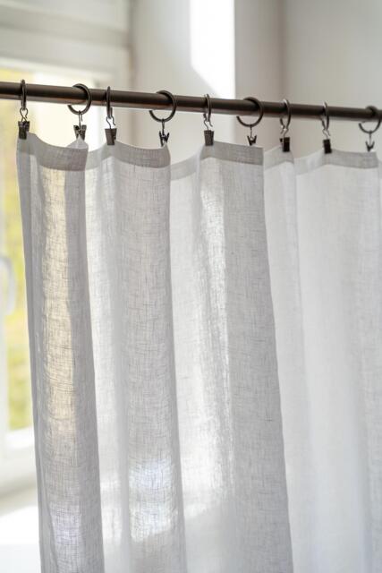 Sheer White Linen Curtain Panel, Clip-On, Custom Length - image 1