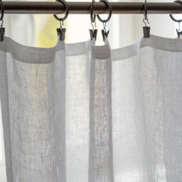 Sheer White Linen Curtain Panel, Clip-On, Custom Length - thumbnail 3