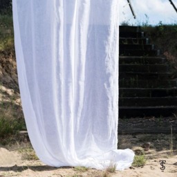Sheer White Linen Curtain Panel, Clip-On, Custom Length - thumbnail 4