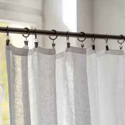 Sheer White Linen Curtain Panel, Clip-On, Custom Length - thumbnail 2