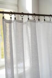 Sheer White Linen Curtain Panel, Clip-On, Custom Length