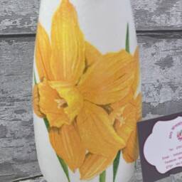 Decoupage Light Up Bottle & Matching Vase - Daffodil Mother's Day Gift - thumbnail 2