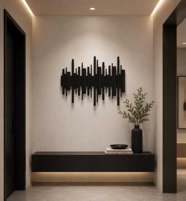 Handmade Wood Wall Sculpture, Japandi Minimalist 3D Artwork, Modern Interior Decor - image 1