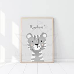 Tiger Wall Art, Personalized Name Poster, Safari Jungle Animals, Baby Shower Gift Idea - thumbnail 2