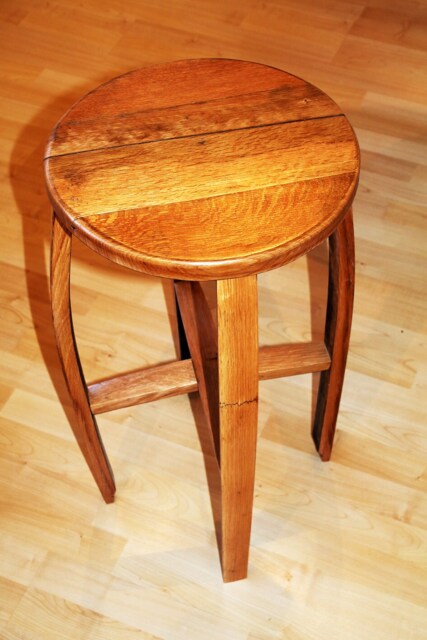 Hand Crafted Oak Bar/Kitchen Stool, Made From Reclaimed Scotch Whisky Barrel Staves - image 1